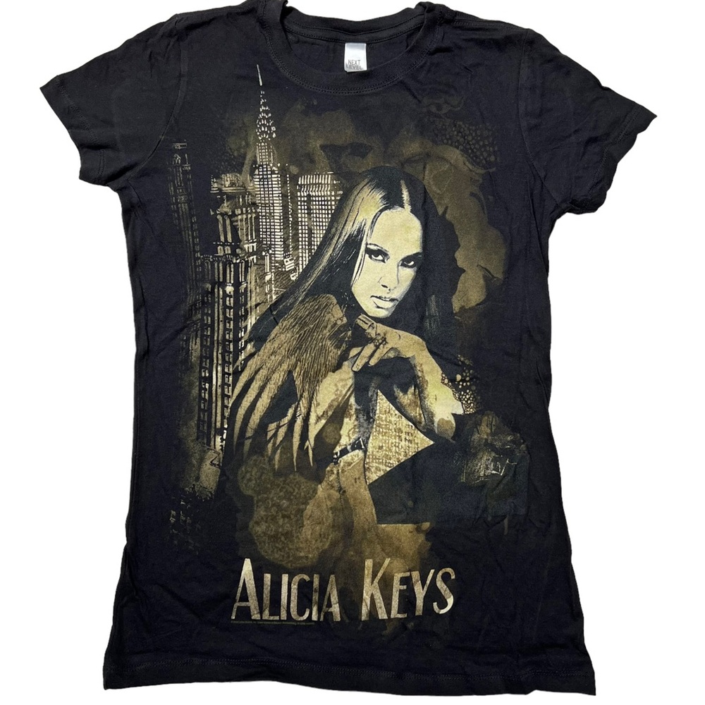 NWOT Next Level Alicia Keys Short Sleeve Graphic T-Shirt Black Women’s Sz M